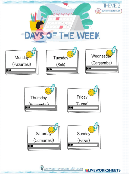 Theme 2 - Days of the Week (Listen and Repeat)
